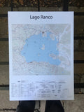 Mapa IGM Lago Ranco sin marco, cartografía oficial con batimetría y detalle costero