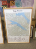 Mapa IGM Lago Riñihue con marco madera