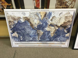 Maqueta World Bathy-Orographical sin marco, relieve topográfico y batimétrico del mundo en colores dorados y azules