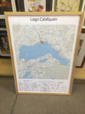 Mapa IGM Lago Calafquén enmarcado en marco de madera – Mapas del Sur