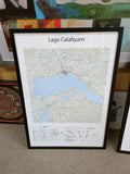 Mapa IGM Lago Calafquén enmarcado en marco negro – Mapas del Sur