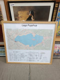 Mapa IGM Lago Puyehue enmarcado en marco de madera – Mapas del Sur