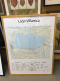 Mapa IGM Lago Villarrica enmarcado en marco de madera – Mapas del Sur