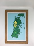 Mapa de la Isla de Chiloé con relieve 3D en marco de madera – Mapas del Sur
