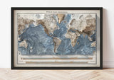 Mapa Mundi World Bathy-Orographical | Relieve | Con marco | Mapas del Sur