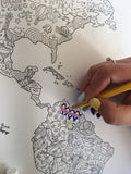 Mapa Mundi para pintar con ilustraciones – detalle coloreando Centroamérica – Mapas del Sur